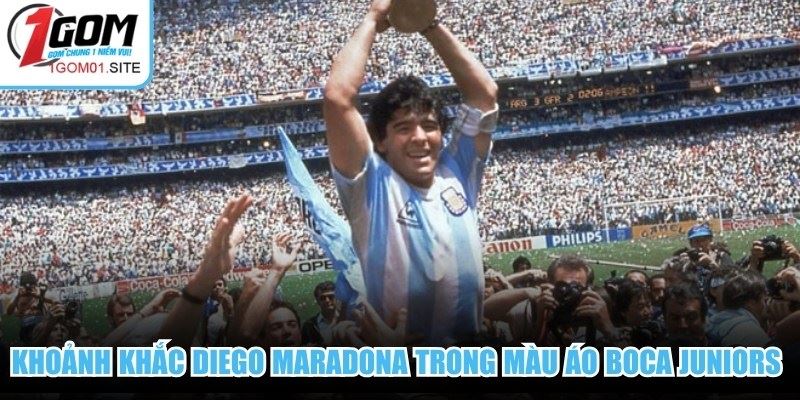 Khoảnh khắc Diego Maradona trong màu áo Boca Juniors với nụ cười rạng rỡ